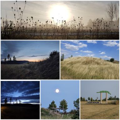 Sechsteilige Collage mit Landschaften, Sonnenuntergängen und moonlit Szenen.